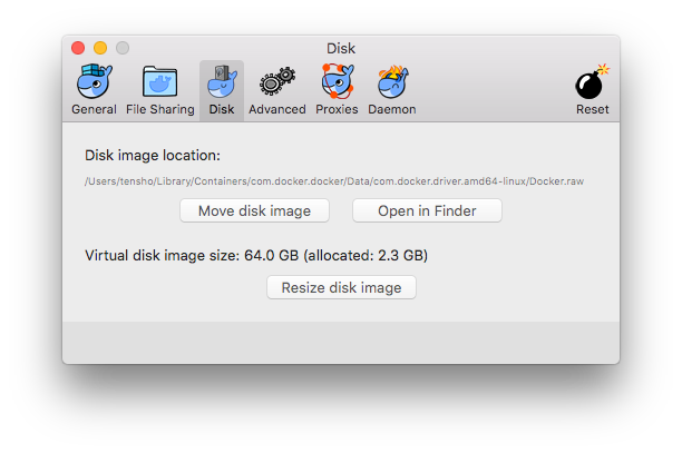 Docker.app Preferences Disk Raw