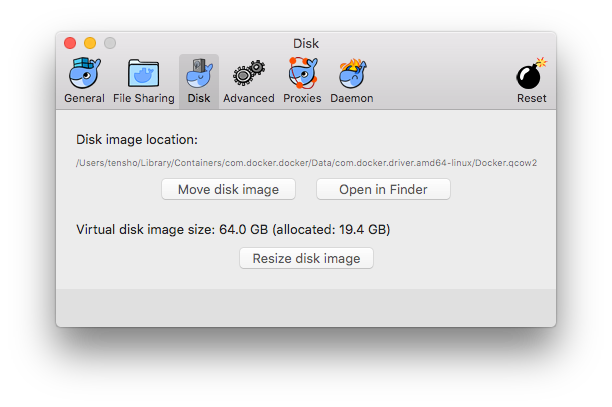 Docker.app Preferences Disk QCow2